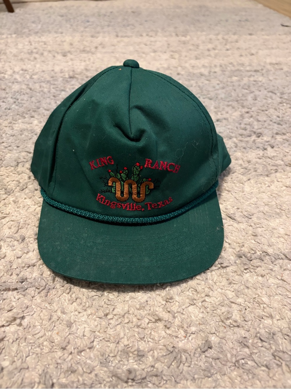 Vintage King Ranch Kingsville Texas Snapback Hat Green Rope Cap Embroidered USA